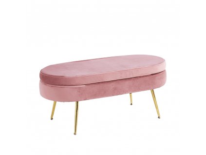 Luxusní taburet, růžová Velvet látka / chrom zlatý, Art-deco, NOBLIN TABURET TYP 2