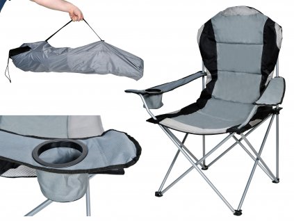 Oasi Casa - Skládací rybářská židle Ligustrum - šedá - 95x103x57 cm