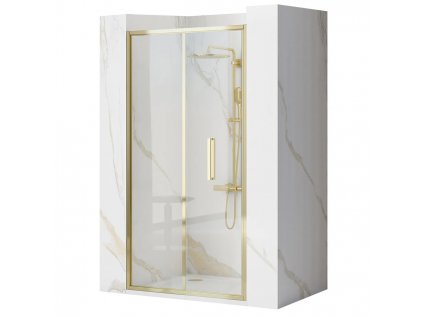 Rea - Sprchové dveře Rapid Fold - zlatá/transparentní - 90x195 cm - L/P