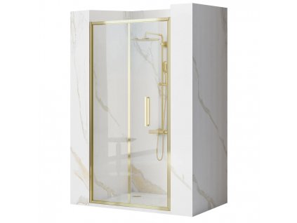 Rea - Sprchové dveře Rapid Fold - zlatá/transparentní - 80x195 cm - L/P