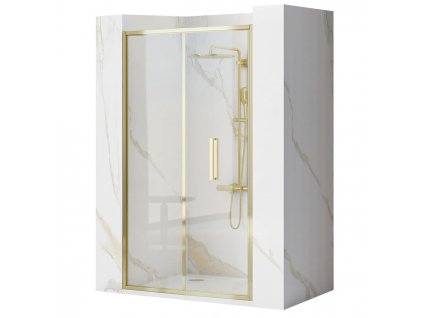 Rea - Sprchové dveře Rapid Fold - zlatá/transparentní - 100x195 cm - L/P