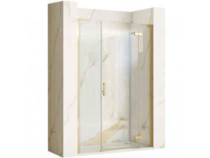 Rea - Sprchové dveře Hugo 100 + sprchová zástěna 30 - zlatá/transparentní