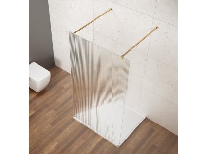 VARIO GOLD MATT jednodílná sprchová zástěna do prostoru, sklo nordic, 1400 mm