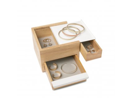 Umbra - Dřevěná šperkovnice Mini Stowit - přírodní - 15x17x11 cm