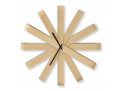 Umbra - Nástěnné hodiny Ribbonwood - přírodní - 50x50x10 cm