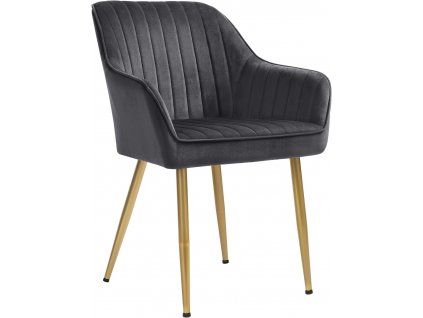 Sametová židle - šedá/zlatá - 62,5x85x60 cm - set 6 ks