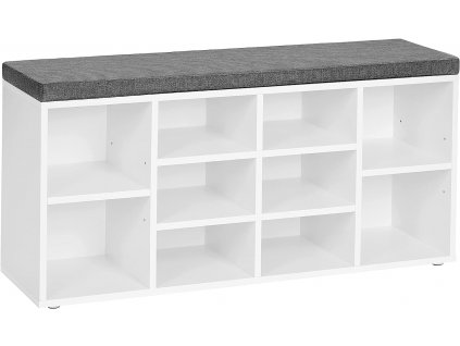 Botník s lavicí - bílá/šedá - 104x48x30 cm