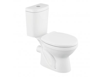 CERANO - WC kombi Hector, Rimless - zadní odpad - bílá lesklá - 37,5x66 cm