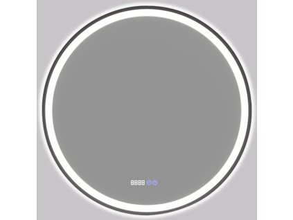 CERANO - Koupelnové LED zrcadlo Rivo, kovový rám - černá matná - Ø 80 cm