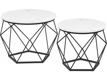 Příruční stolek - bílá/černá - set 2 ks