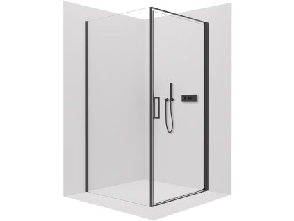 CERANO - Sprchový kout Porte L/P - 8 mm - černá matná, transparentní sklo - 90x100x195 cm - otočný