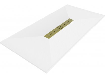 MEXEN - Toro vanička obdélníková, SMC 200 x 80 cm, bílá, mřížka zlatá  - 43108020-G