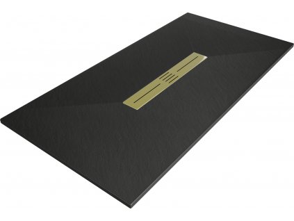 MEXEN - Toro vanička obdélníková, SMC 200 x 70 cm, černá, mřížka zlatá  - 43707020-G