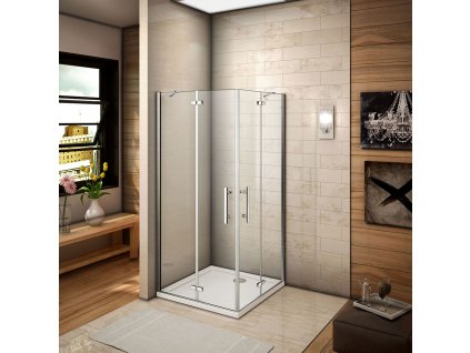 Sprchový kout MELODY F5 R128, 120x80 cm s jednokřídlými dveřmi, rohový vstup včetně sprchové vaničky z litého mramoru