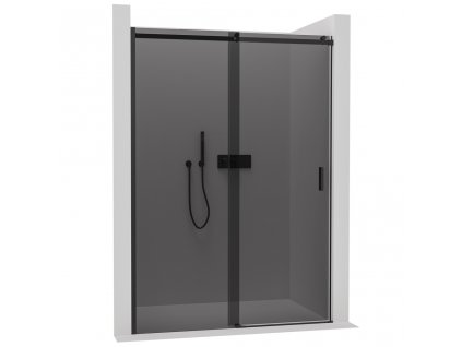 CERANO - Sprchové posuvné dveře Santoro L/P - 6 mm - černá matná, grafitové sklo - 130x195 cm