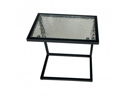 Zahradní stolek, černá ocel/tvrzené sklo, SELKO