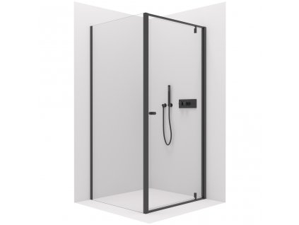CERANO - Sprchový kout Ferri L/P - 6 mm - černá matná, transparentní sklo - 80x90x195 cm - pivotový