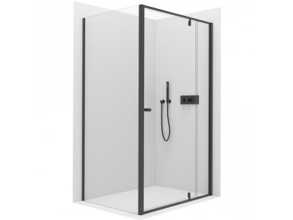 CERANO - Sprchový kout Santini L/P - 6 mm - černá matná, transparentní sklo - 100x100x195 cm - pivotový