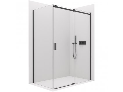 CERANO - Sprchový kout Santoro L/P - 6 mm - černá matná, transparentní sklo - 130x70x195 cm - posuvný