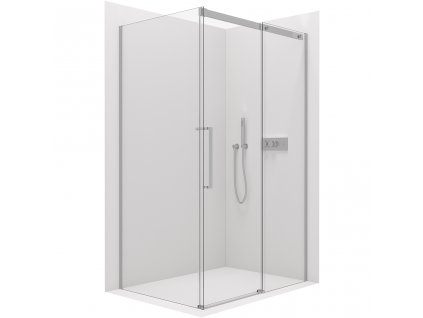 CERANO - Sprchový kout Lantono L/P - 8 mm - Soft-Close - chrom, transparentní sklo - 100x80x195 cm - posuvný