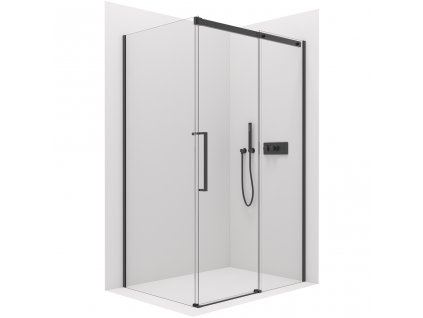 CERANO - Sprchový kout Lantono L/P - 8 mm - Soft-Close - černá matná, transparentní sklo - 170x90x195 cm - posuvný
