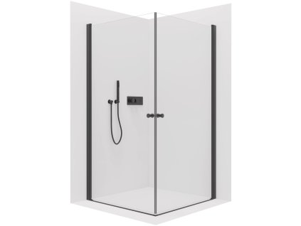 CERANO - Sprchový kout Antelo Duo L/P - 6 mm - černá matná, transparentní sklo - 100x100x190 cm - otočný