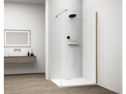 ESCA GOLD MATT jednodílná sprchová zástěna k instalaci ke stěně, sklo čiré, 1400 mm