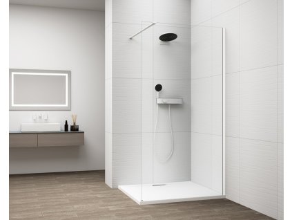 ESCA WHITE MATT jednodílná sprchová zástěna k instalaci ke stěně, sklo čiré, 800 mm