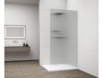 ESCA WHITE MATT jednodílná sprchová zástěna k instalaci ke stěně, sklo Flute, 1100 mm