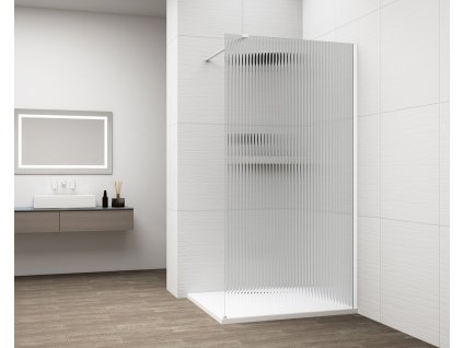 ESCA WHITE MATT jednodílná sprchová zástěna k instalaci ke stěně, sklo Flute, 700 mm