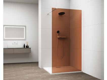 ESCA WHITE MATT jednodílná sprchová zástěna k instalaci ke stěně, sklo Marron, 800 mm