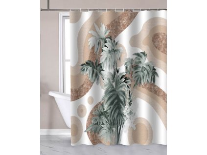 Sprchový závěs 180x180cm, polyester, palma