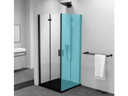ZOOM LINE BLACK sprchové dveře skládací 700mm, čiré sklo, levé