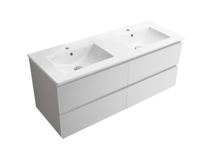 CERANO - Koupelnová skříňka Carole + keramické dvojumyvadlo Todo - bílá matná - 120x49,8x46 cm