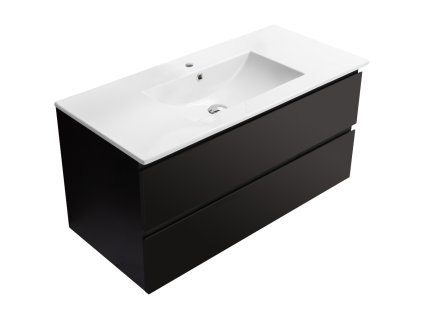 CERANO - Koupelnová skříňka Carole + keramické umyvadlo Todo - černá matná - 100x49,8x46 cm