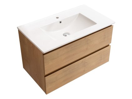 CERANO - Koupelnová skříňka Carole + keramické umyvadlo Todo - dub medový - 80x49,8x46 cm