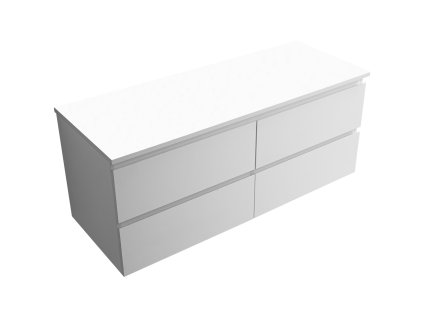 CERANO - Koupelnová skříňka Carole s deskou pod umyvadlo - 18 mm - bílá matná - 121x49,8x46,5 cm