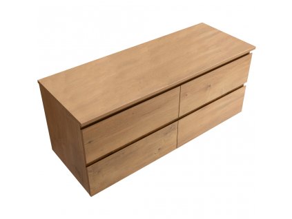 CERANO - Koupelnová skříňka Carole s deskou pod umyvadlo - 18 mm - dub medový - 121x49,8x46,5 cm