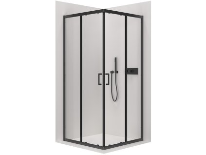 NIORO - Sprchový kout Fabrizio L/P + FastInstall - černá matná, transparentní sklo - 90x90 cm - posuvný