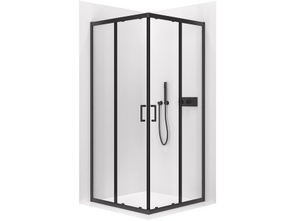 NIORO - Sprchový kout Fabrizio L/P + FastInstall - 5 mm - černá matná, transparentní sklo - 90x90x190 cm - posuvný