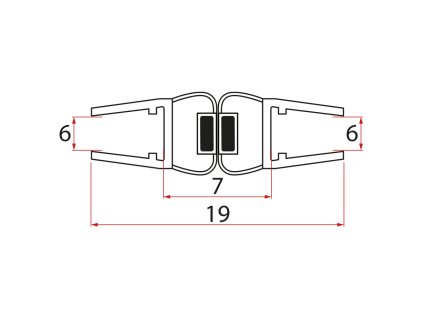 EXTRA SLIM set plochých magnetických těsnění pro sklo 6/6mm, 1900mm