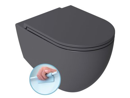 INFINITY závěsná WC mísa, Rimless, 36,5x53cm, antracit
