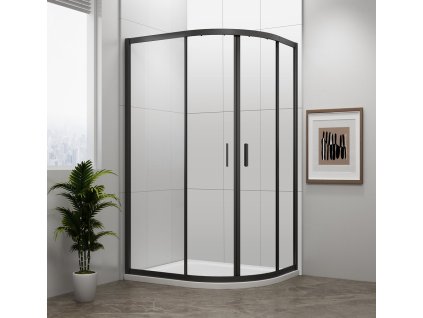 EASY BLACK čtvrtkruhová sprchová zástěna 1200x900mm, L/R, čiré sklo