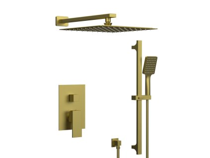 CUBEMIX podomítkový sprchový set s pákovou baterií, 2 výstupy, posuvný držák sprchy, zlato mat