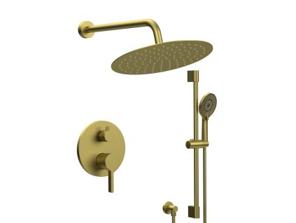 ICONIC podomítkový sprchový set s pákovou baterií, 2 výstupy, posuvný držák sprchy, zlato mat