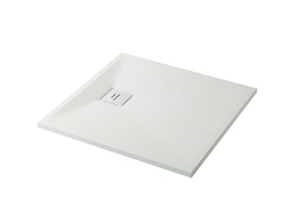 CERANO - Sprchová vanička čtvercová Pablo - SMC/minerální kompozit - strukturovaná bílá matná - 90x90x3 cm