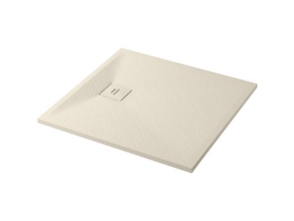 CERANO - Sprchová vanička čtvercová Pablo - SMC/minerální kompozit - strukturovaná béžová - 90x90x3 cm
