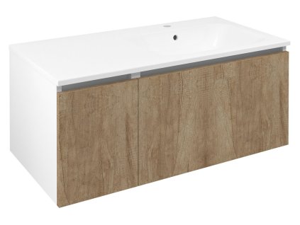 LOREA skříňka s umyvadlem 101x46x51,5cm (30+70 cm), pravá, dub alabama/bílá mat