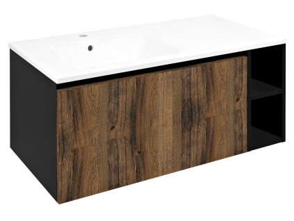 LOREA skříňka s umyvadlem 101x46x51,5cm (80+20cm), levá, dub collingwood/černá mat