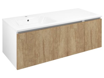 LOREA skříňka s umyvadlem 121x46x51,5cm (90+30cm), levá, dub alabama/bílá mat